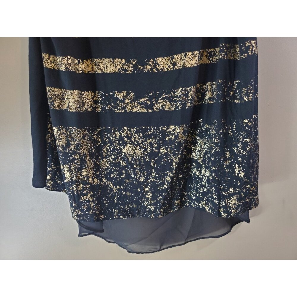 Lane Bryant Black Metallic Gold Striped High Low Tank Cross Back Sz 18/20 - Picture 5 of 9